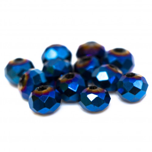 Бусины рондели 6мм (синий металлик)